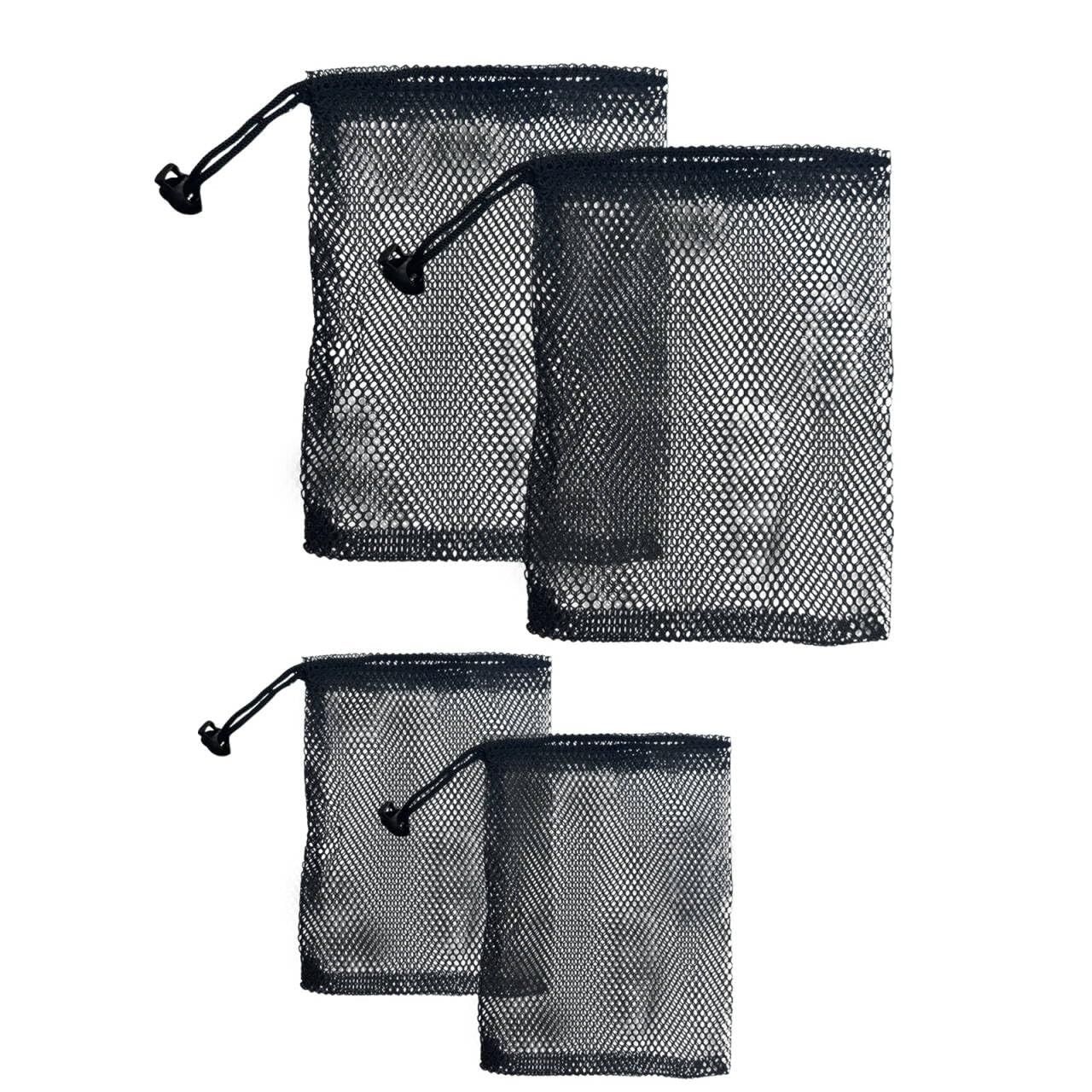 zuylikxy 10 PCS Nylon Mesh Drawstring Bags, (6 x 4 and 6 x 8) Small, Black