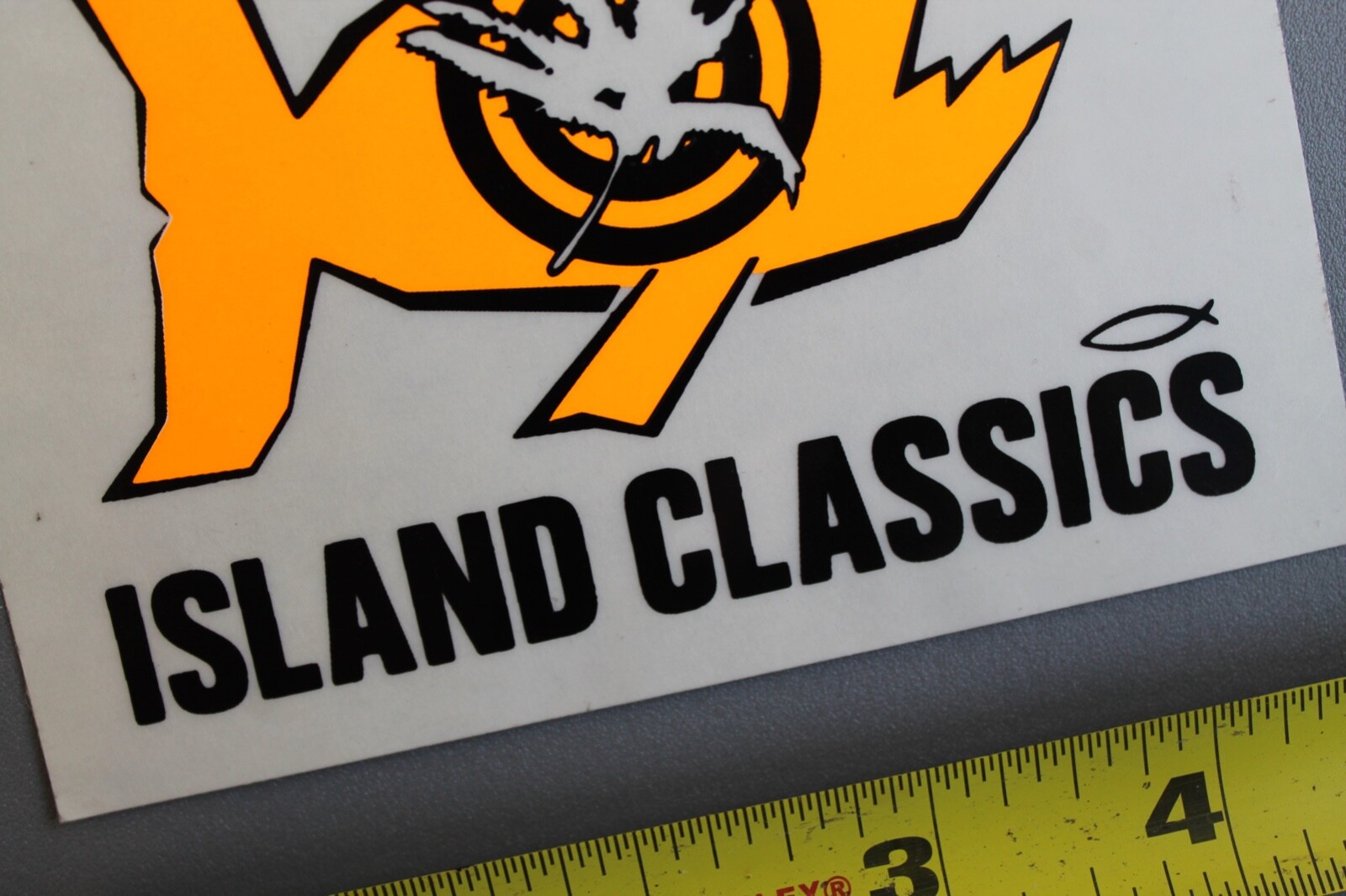 Island Classics Neon Fish Orange Hawaii OG Neon 80s V58B Vintage Surfing STICKER