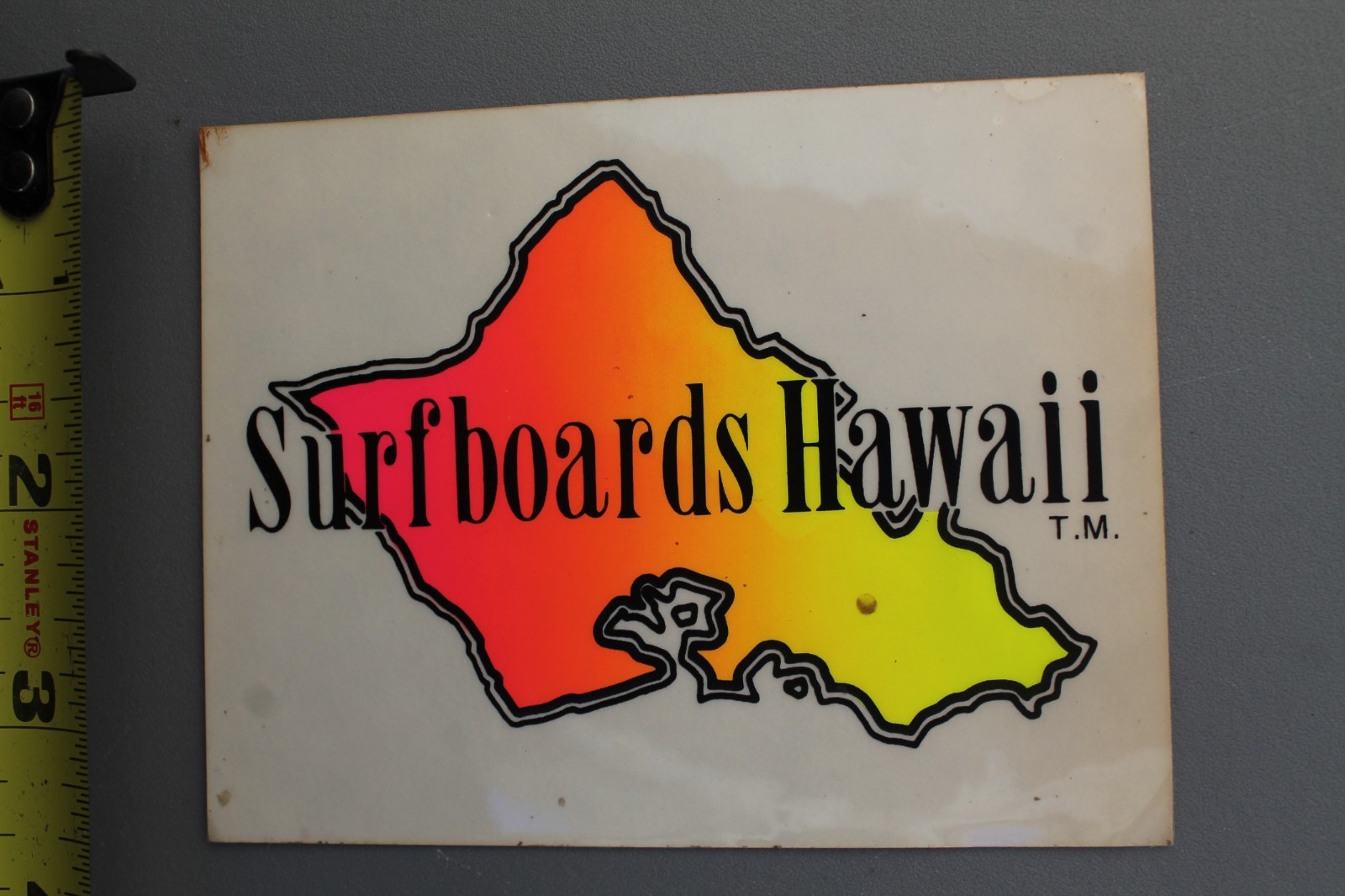 Surfboards Hawaii Clear Neon Orange Fade 80’s Aloha V3A Vintage Surfing STICKER