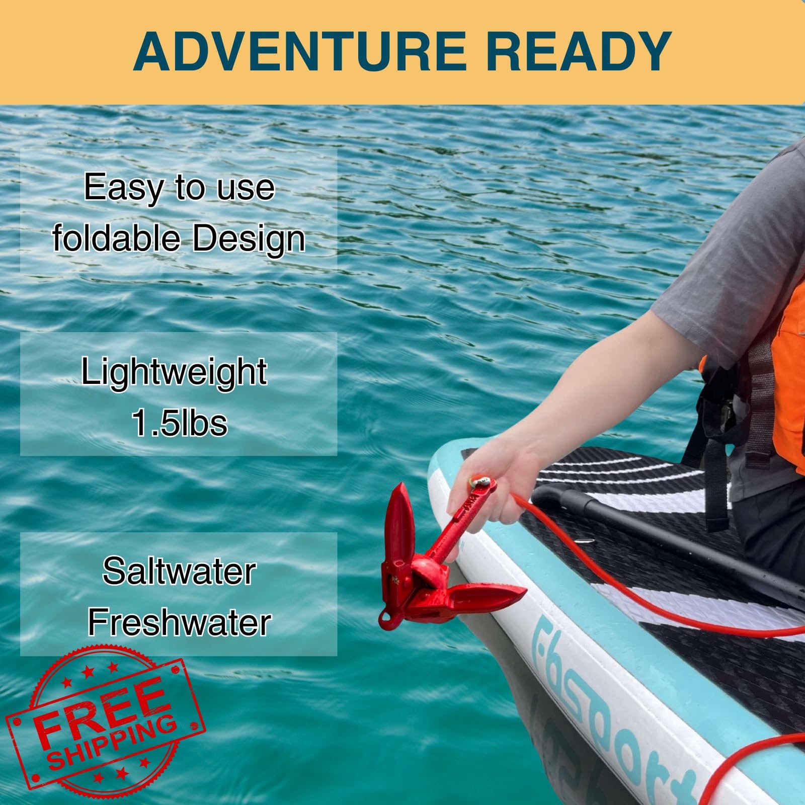Thorkok Red 1.5lb Folding Anchor Kit Rope