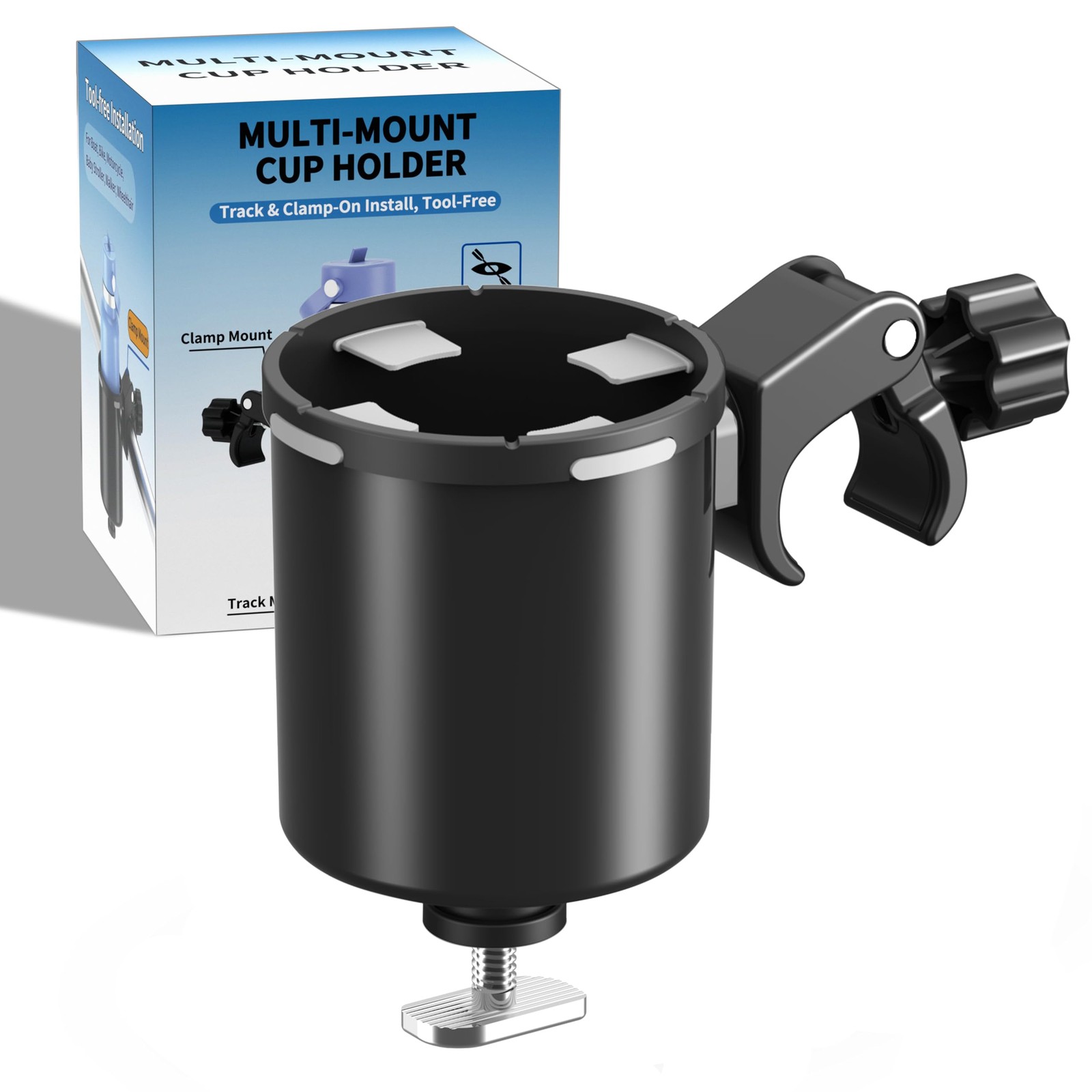 Upgraded Kayak Cup Holder with Track & Clamp Mount, 360Â° Adjustable Cup Hold…
