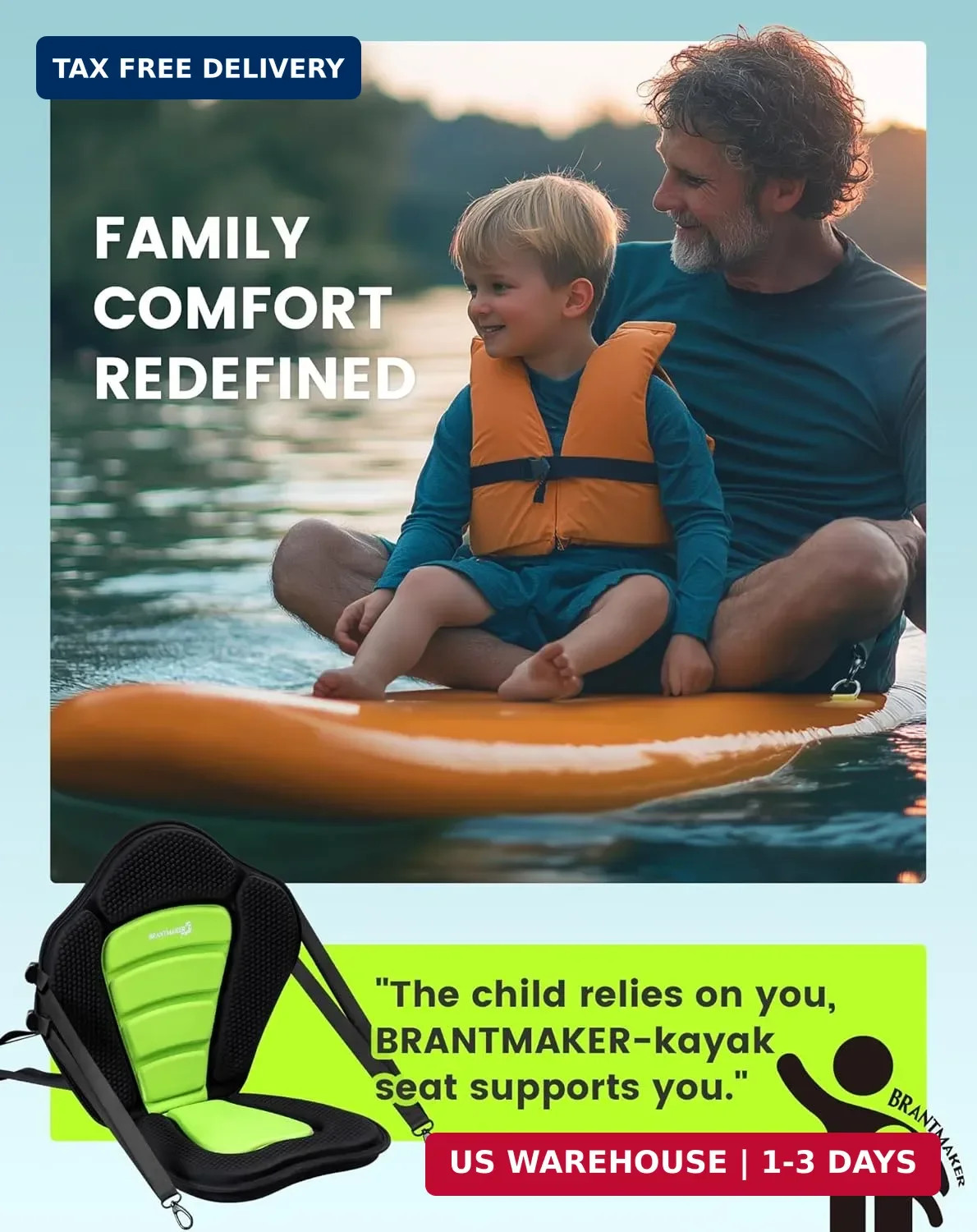 BRANTMAKER Kayak Seats with Back Support, Paddle Board Seat for Inflatable Board