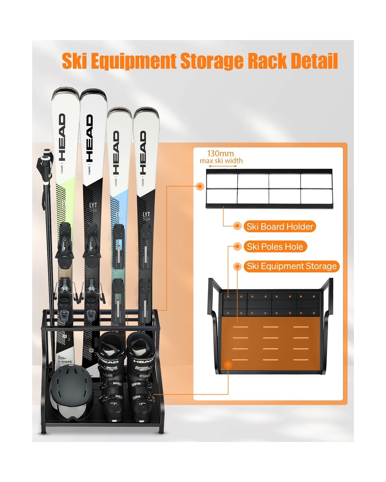 FHXZH Ski Storage Rack for Garage – Freestanding Ski Holders fo… FAST USA SHIP