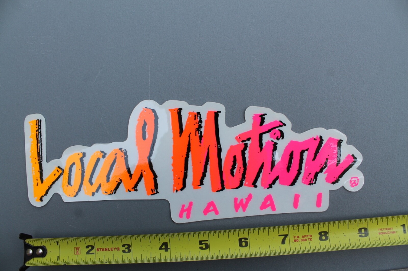 LOCAL MOTION Hawaii Clear Neon Orange Pink Fade 80’s Vintage Surfing STICKER