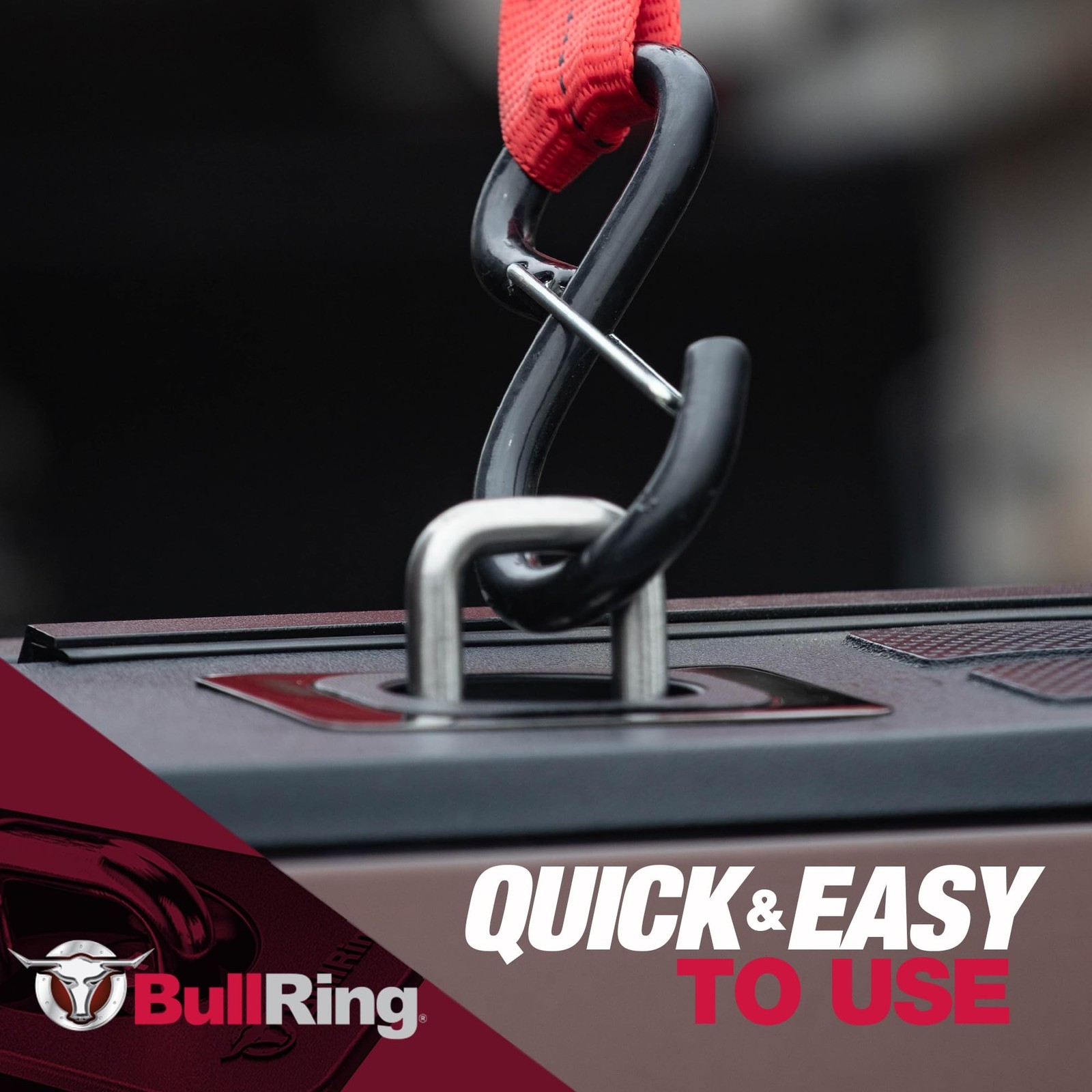 BullRing Stainless Steel Retractable Tie Down Anchors for Truck Bed – Flus
