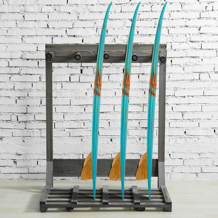 4-Ft Gray Freestanding Vertical Surfboard Storage Rack, Snowboards, Wake Boards