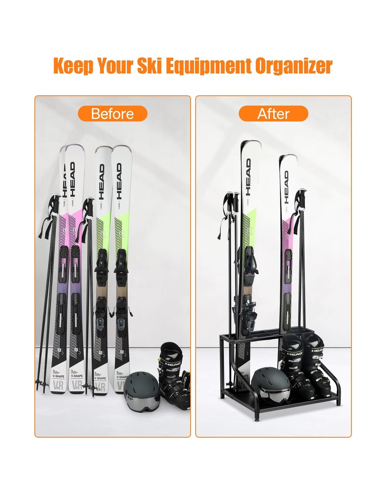 FHXZH Ski Storage Rack for Garage – Freestanding Ski Holders fo… FAST USA SHIP