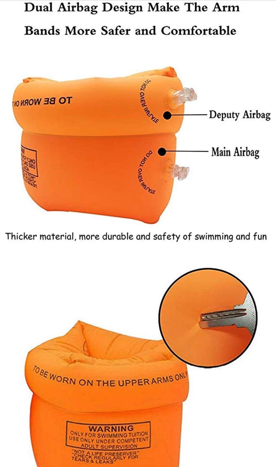6 Pack PVC Arm Floaties for Adults Kids Inflatable Swim Arm Bands Water Wings