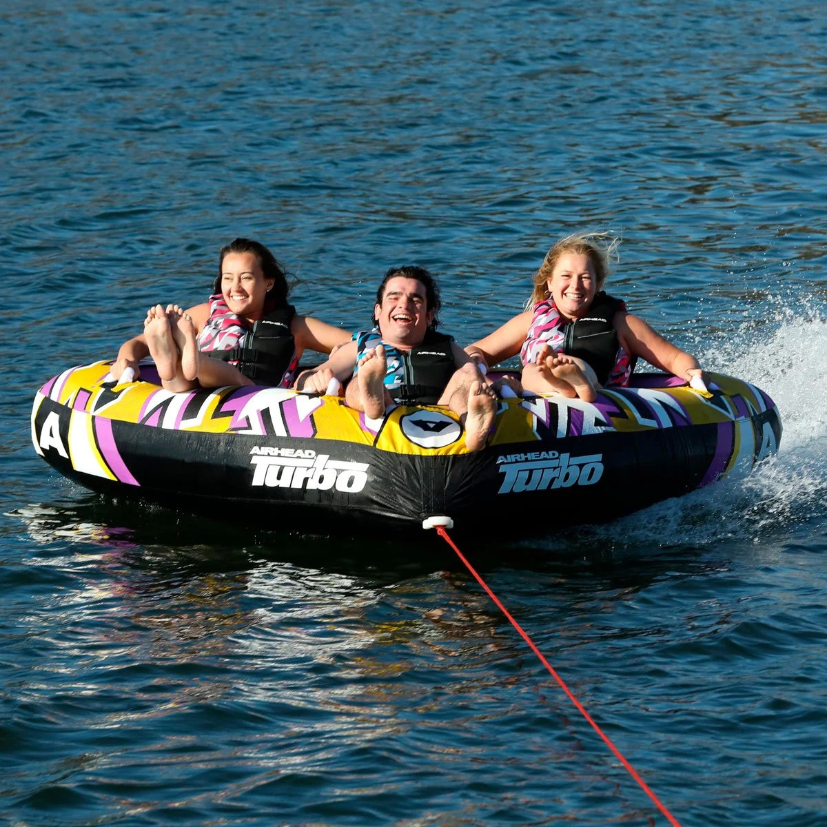 Airhead Turbo Blast 3 Person 81″ x 107″ Inflatable Boat Towable Water Inner Tube