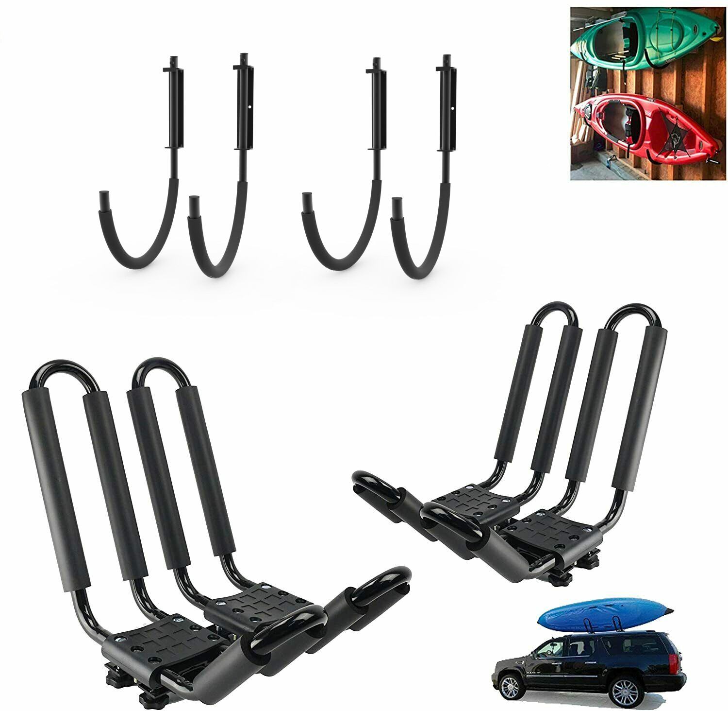 Canoe Boat Kayak Roof Car SUV Truck Top Mount Carrier J Cross Bar Ceiling Rack