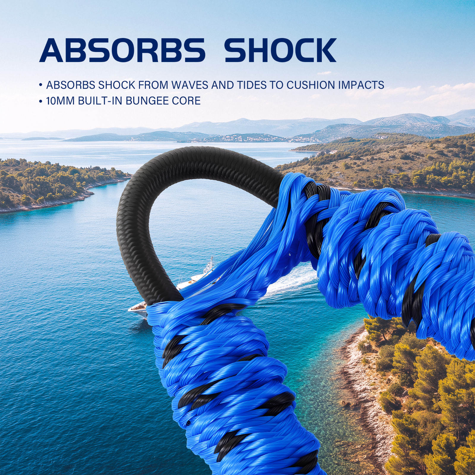 4 Pack Marine Bungee Dock Line Boat Mooring Rope Anchor Cord Stretch Line