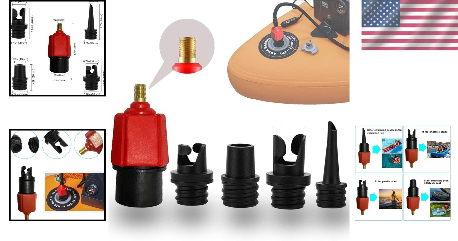 Paddle Board Pump Adapter with 4 Nozzles