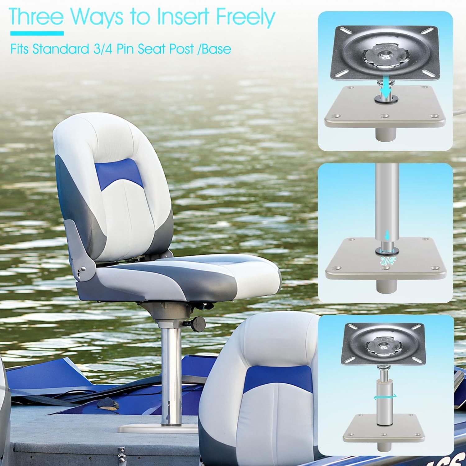 Boat Seat Base Mount Boat Seat Pedestal Base Plate for 3/4″ Pin Post Socket |…