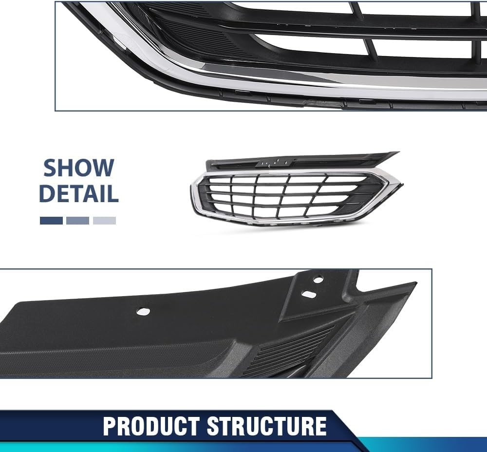 Front Bumper Lower Cover Fit Chevy Equinox 2018-2021 Black & Chrome | Front Bump