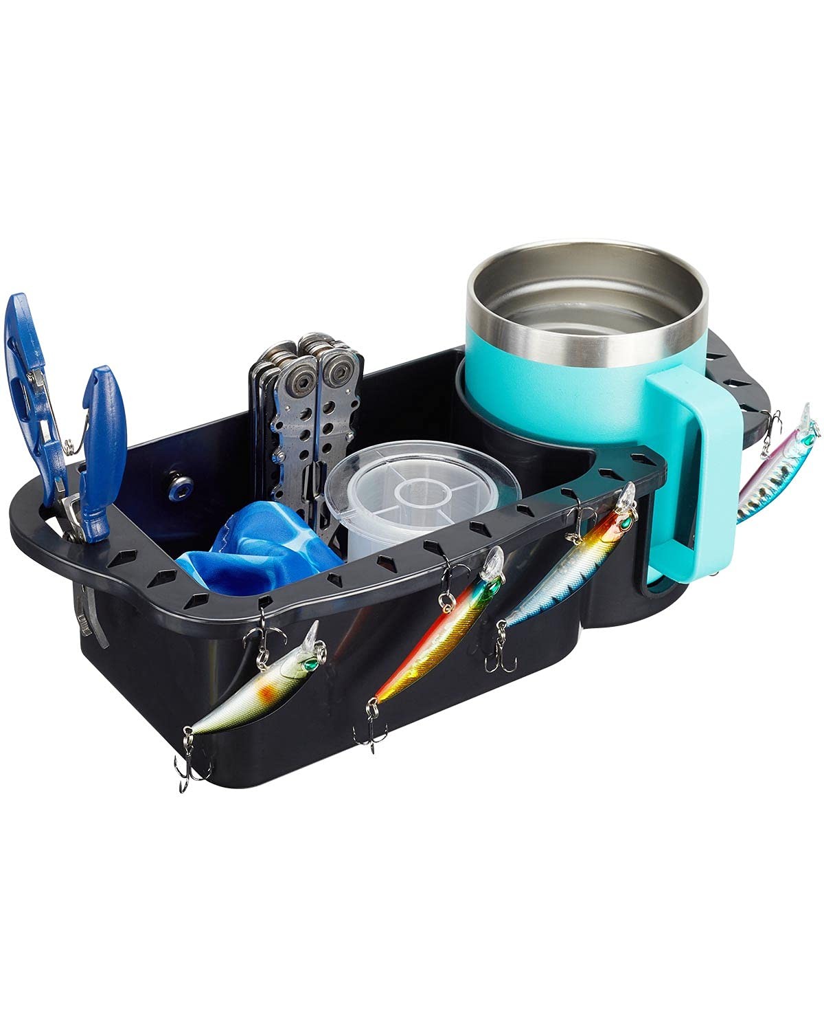 KEMIMOTO Boat Cup Holder Caddy Organizer, Marine Large, Black