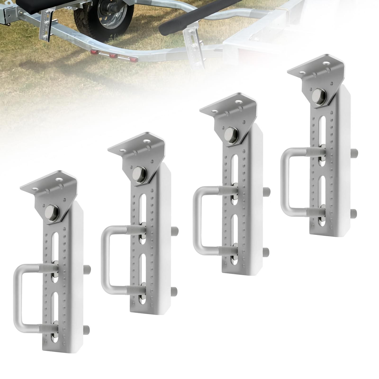 8″ Boat Trailer Bunk Brackets Kit Heavy Duty, Galvanized Swivel Top Bunk Brac…