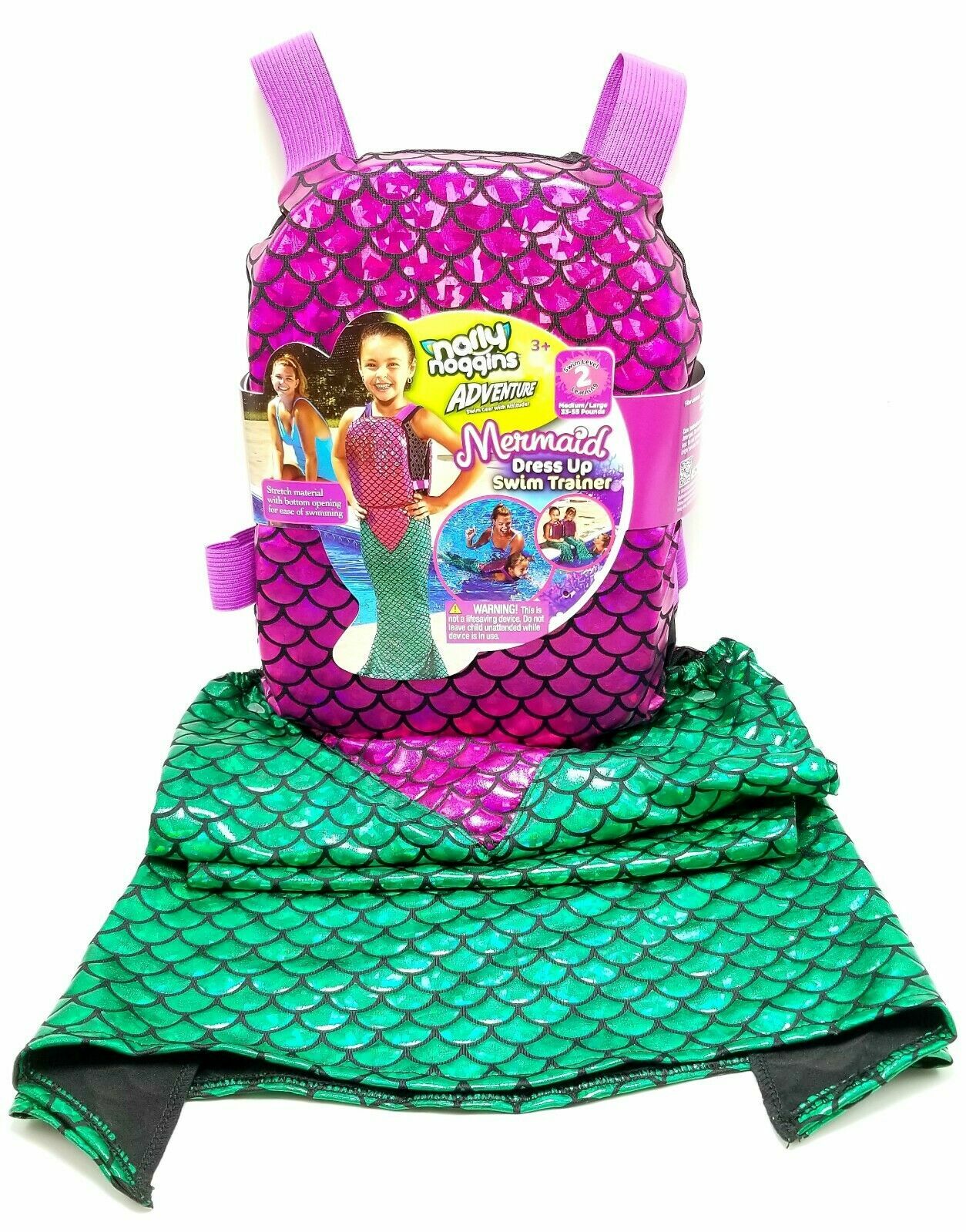 Mermaid Swim Trainer‎ Level 2 Medium/Large 33-55 Pounds Narly Noggins Adventure