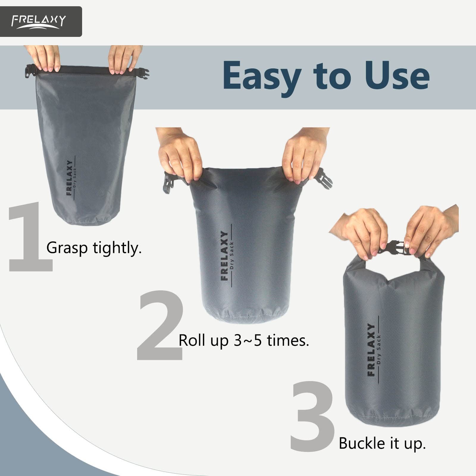 Frelaxy Waterproof Dry Bag 2 Pack/3 Lightweight Portable Dry Bags 5L 15L 25L