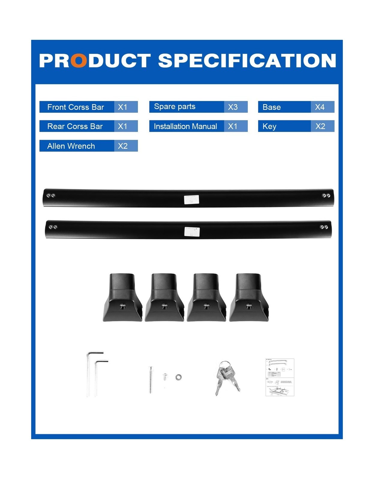 300lbs Lockable Roof Rack Cross Bars Fit For Jeep Grand Cherokee 2011-21