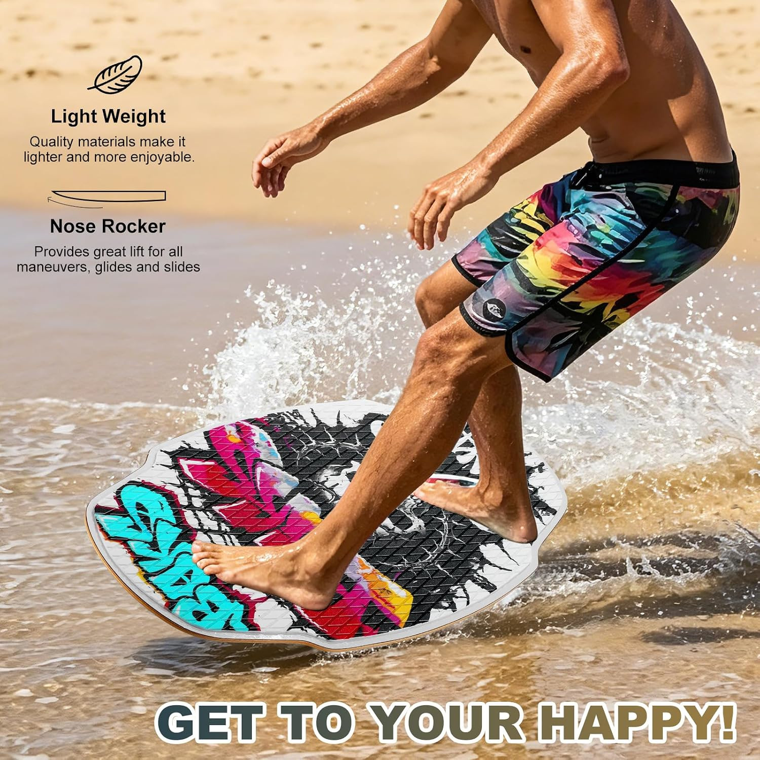 35-Inch Wooden Skimboard for Beginners and Adults | Surface with EVA Non-Slip Co