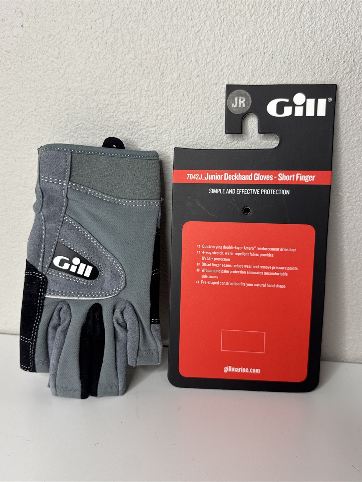 New Gill Junior Deckhand Sailing Gloves Short Finger Black Gray #7042J Childrens
