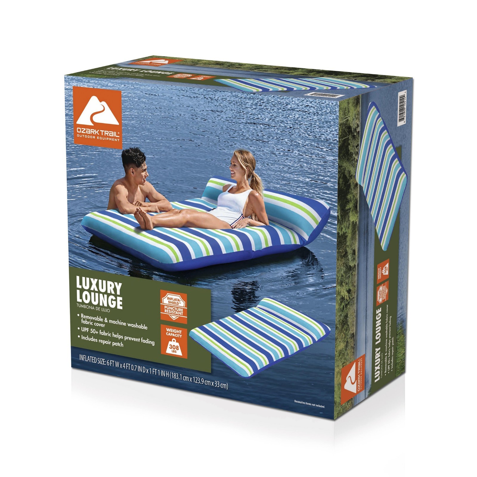 Ozark Trail Trumbona De Lujo Large Inflatable Fabric Float Luxury Lounge 43900E