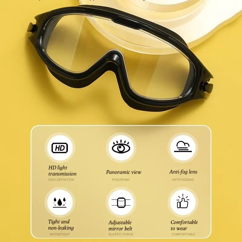 Adult Swimming Goggles Anti Fog Waterproof HD Wide View Swim Glasses Unisex