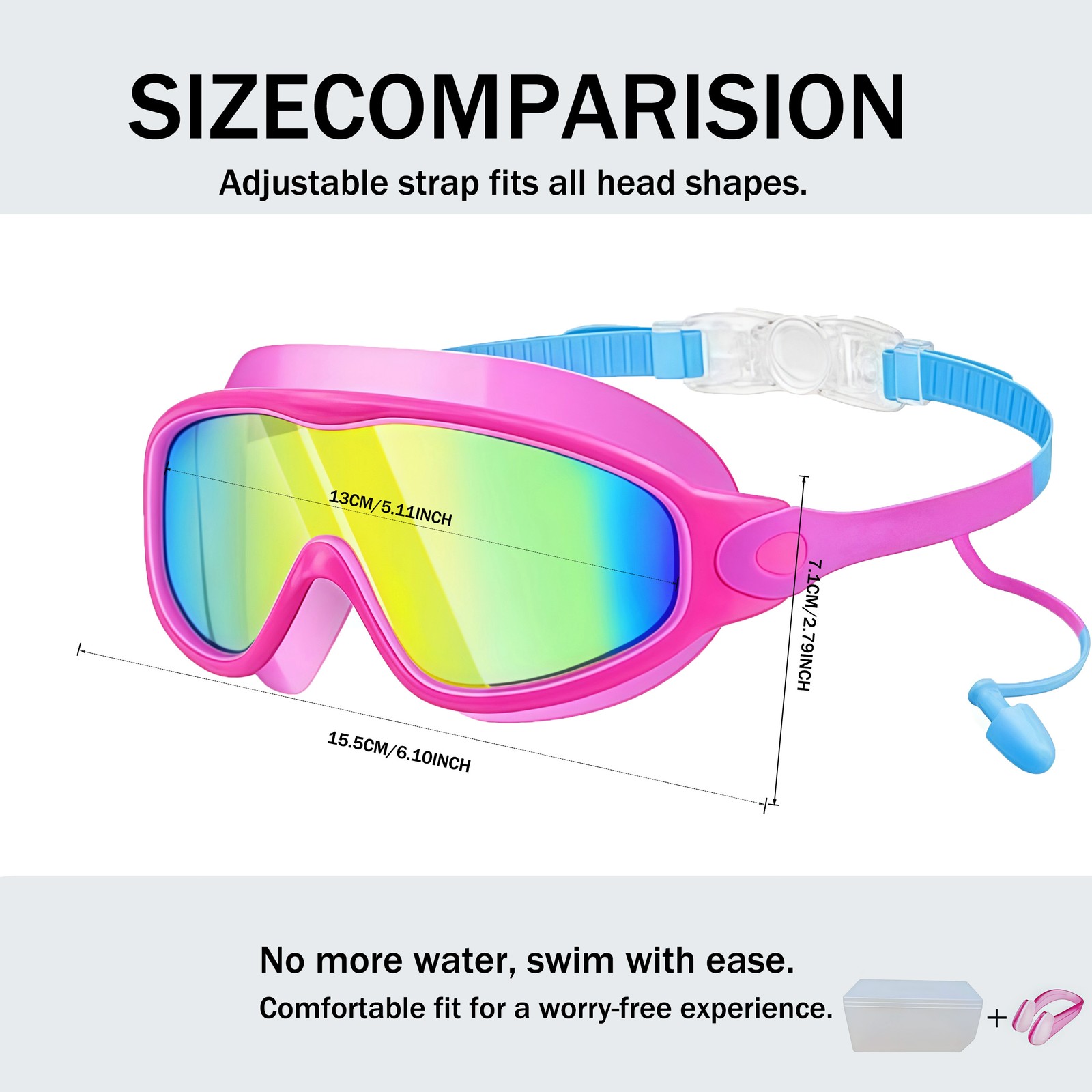 3-14 Years Kids Swimming Goggles 2 Pack Wide View Anti-Fog UV Protective