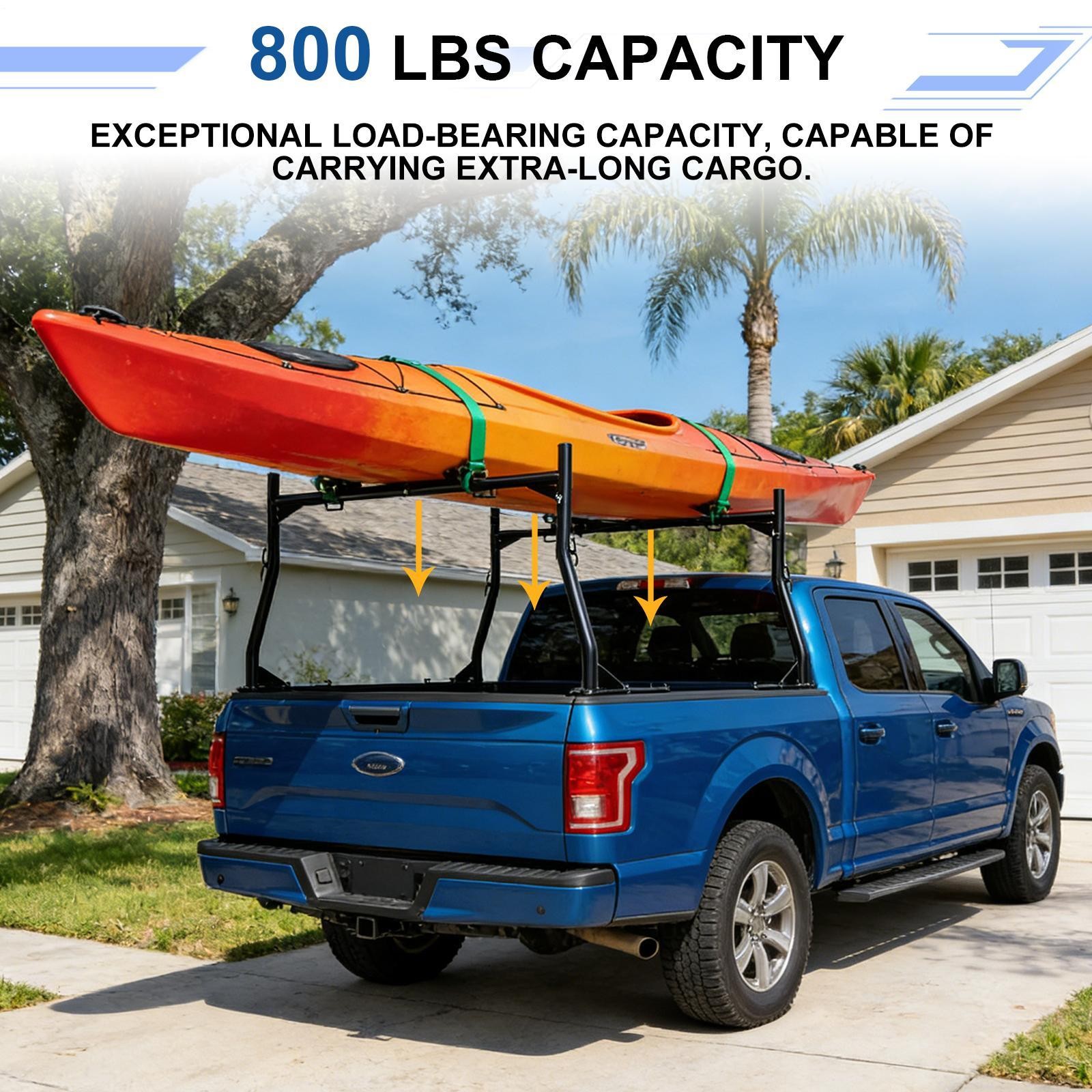 Universal Adjustable Pick up Truck Bed Ladder Rack Lumber Utility Kayak 800lbs