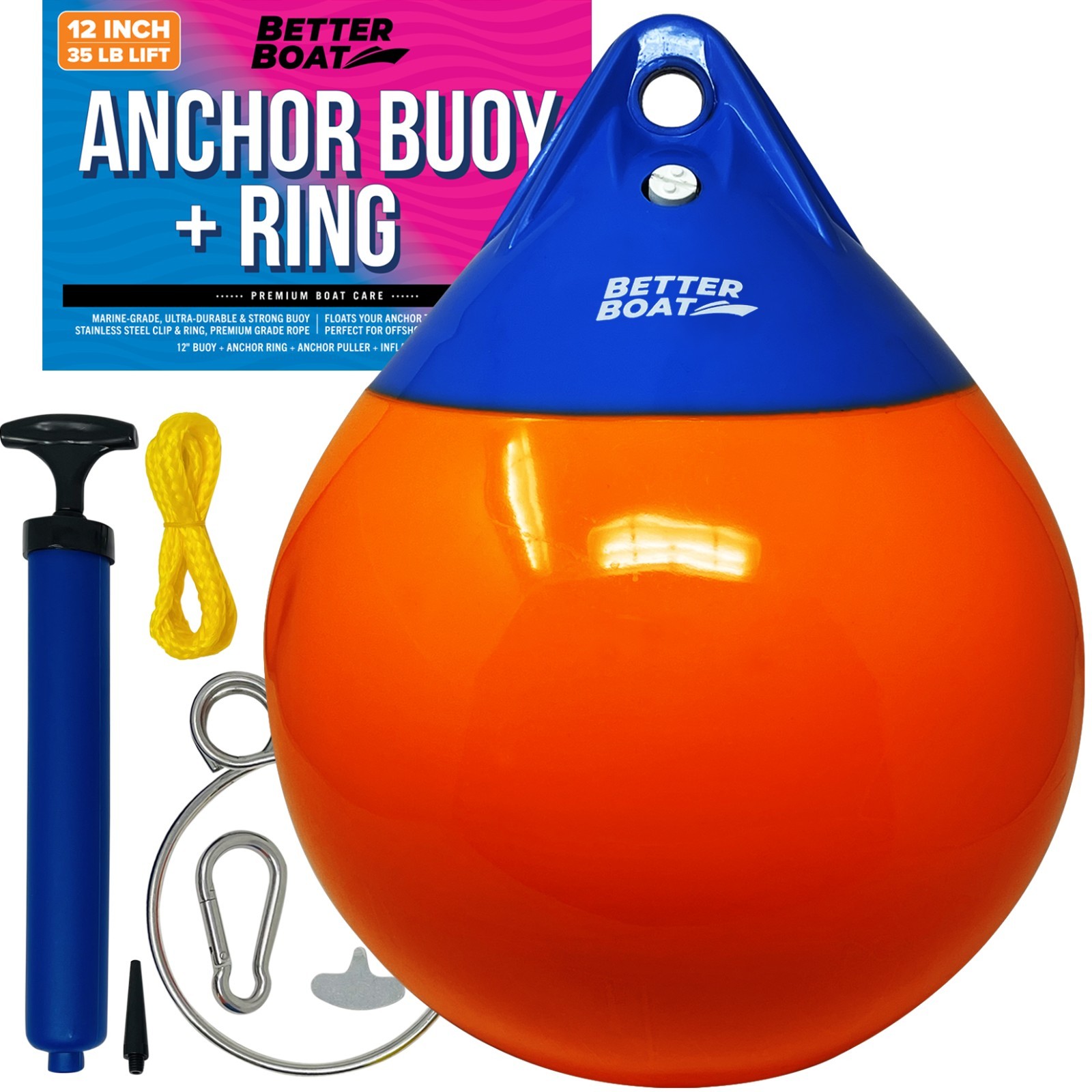 Anchor Bouy and Retrieval Ring Vinyl Boat Buoy Balls Round Mooring Marker