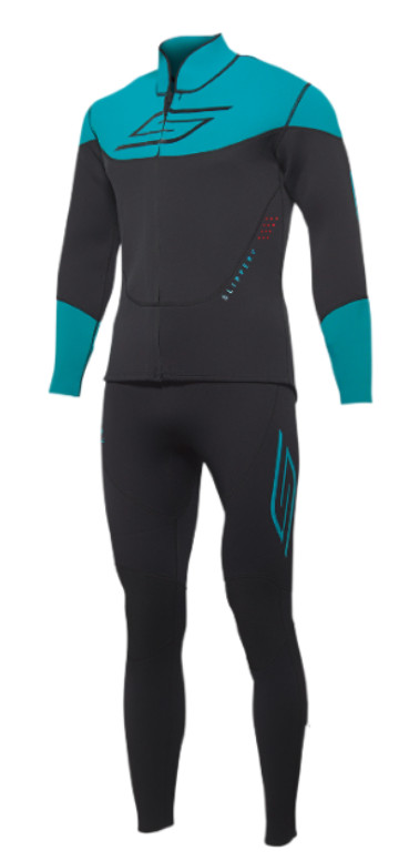 SLIPPERY BREAKER JOHN & JACKET FULL NEOPRENE WETSUIT BLACK/AQUA MEN’S X-LARGE