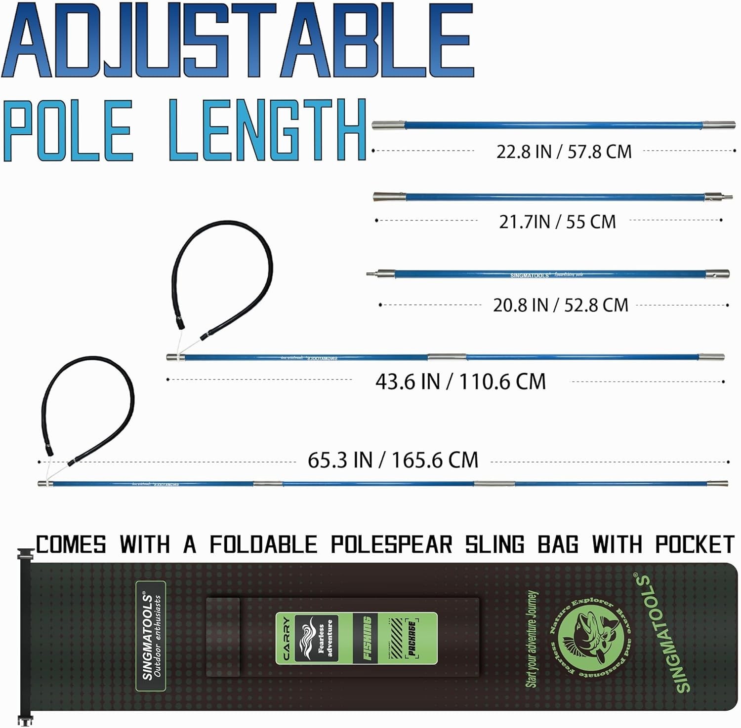 Spearfishing Pole Hawaiian Sling Fishing Spear Set Fiberglass Pole Spear Harpoon