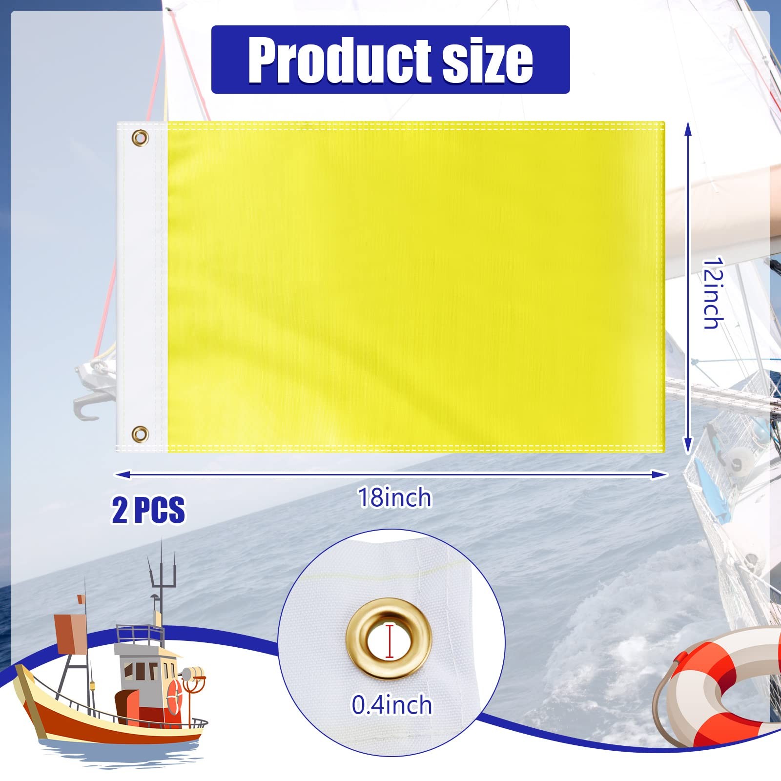 Boyiee 2 Pcs Yellow Quarantine Flag Blank Nautical Message