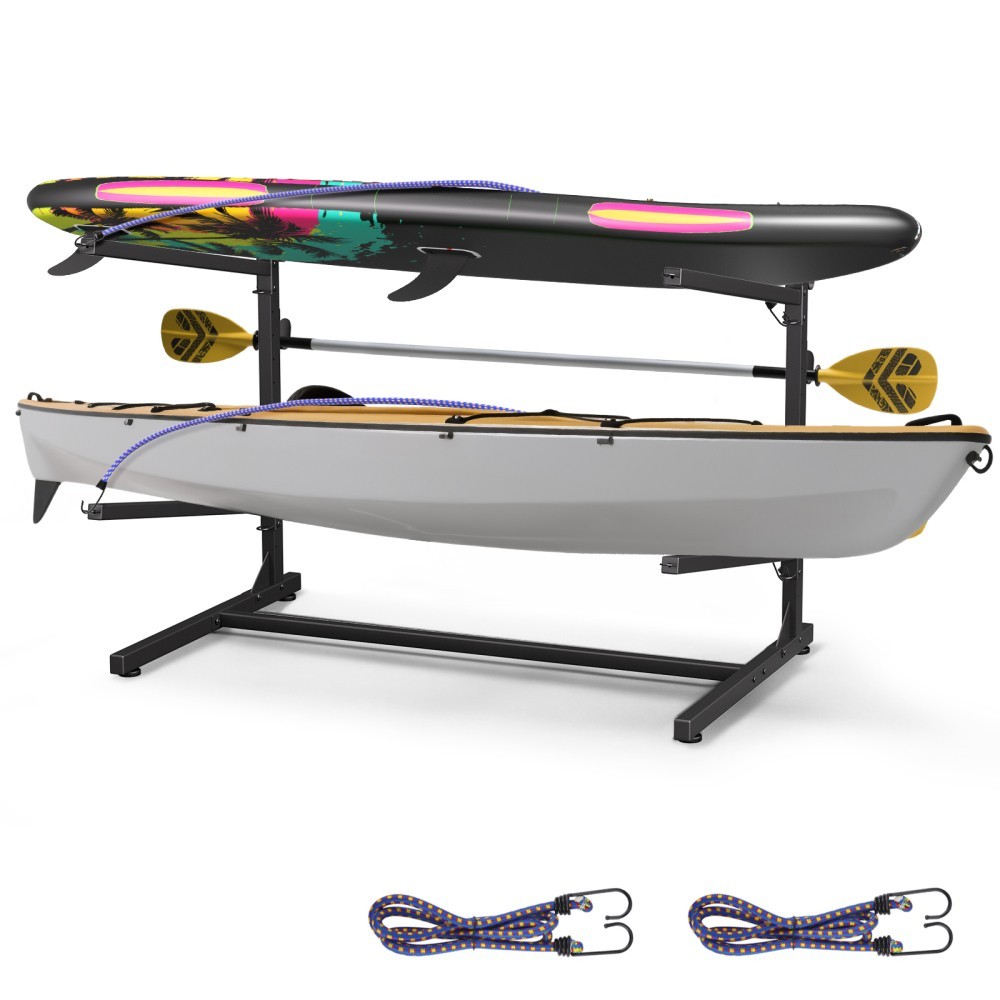 Kayak Storage Rack, Indoor & Outdoor Freestanding Adjustable for 2Kayak Canoe