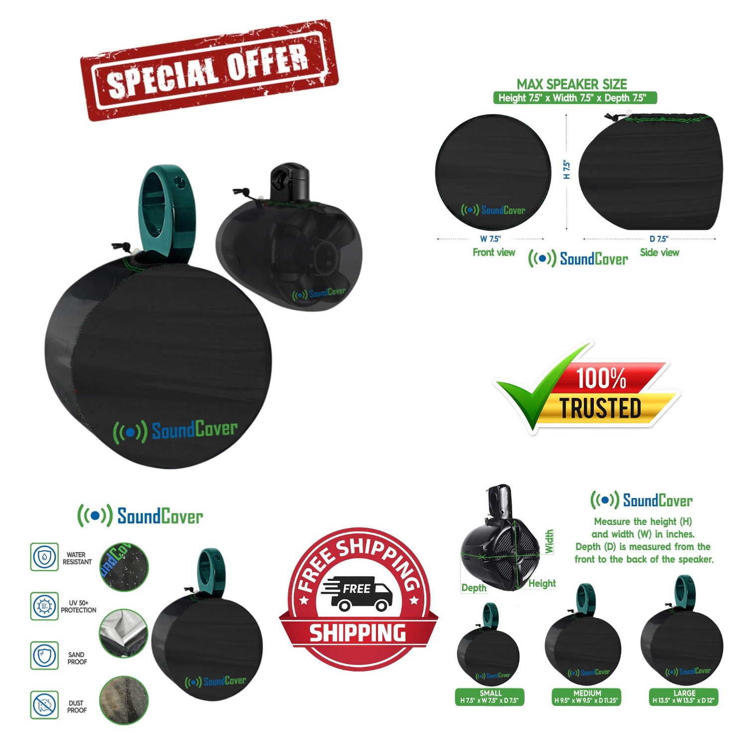 Water-Resistant Wakeboard Tower Speaker Covers with UV Protection – Small Size