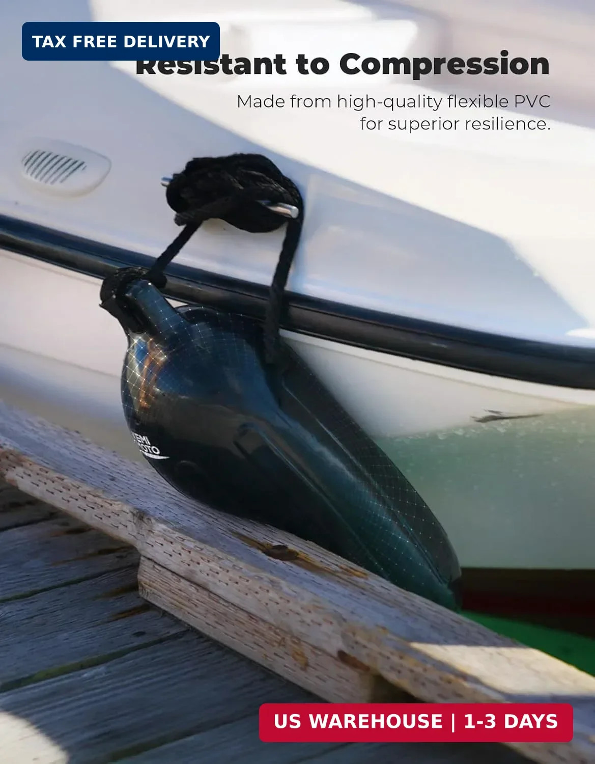 KEMIMOTO Boat Fenders Boat Bumpers for 15-35ft Boat, 4 Pack Inflatable Boat Fend