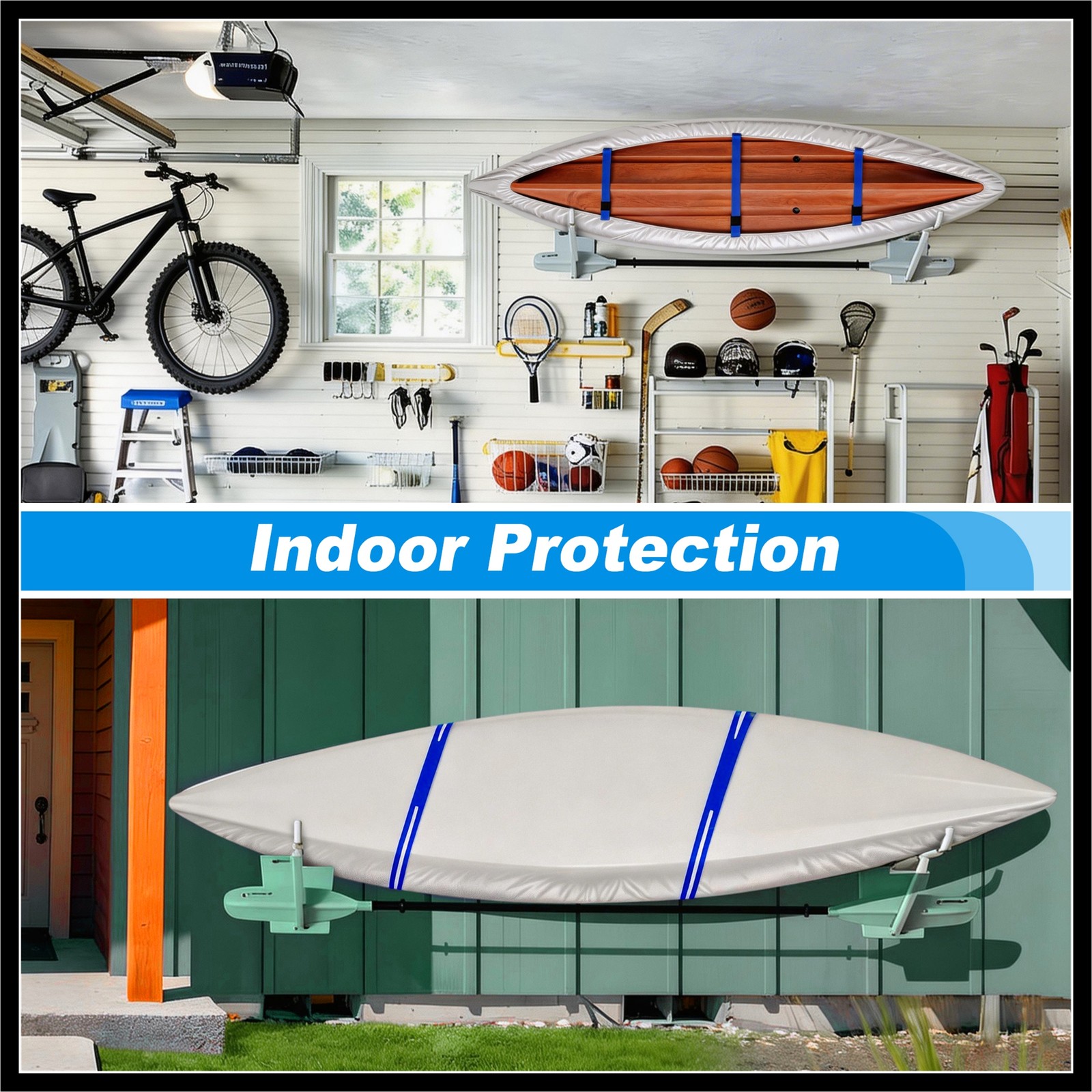 Heavy Duty Kayak Cover Waterproof UV Protection Fit for 10.8ft-12ft Silver Tone