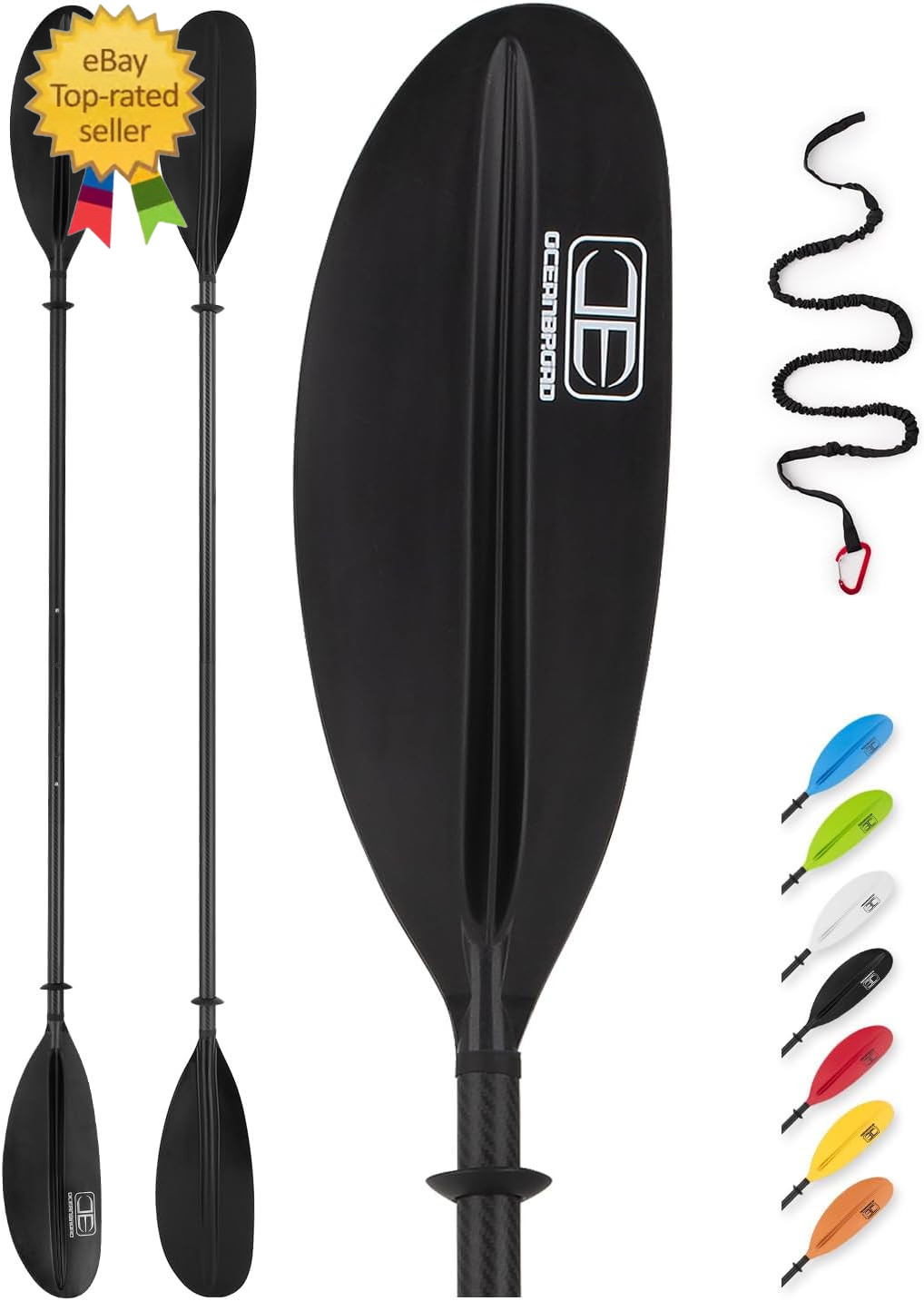 Adjustable Carbon Fiber Kayak Paddle 86In/220Cm to 94In/240Cm Kayaking Oar