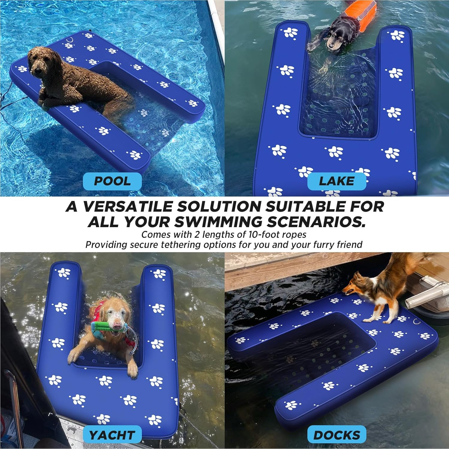 Inflatable Dock Platform, Dog Boat Ramp Floating Non-Slip Oxford and PVC with La