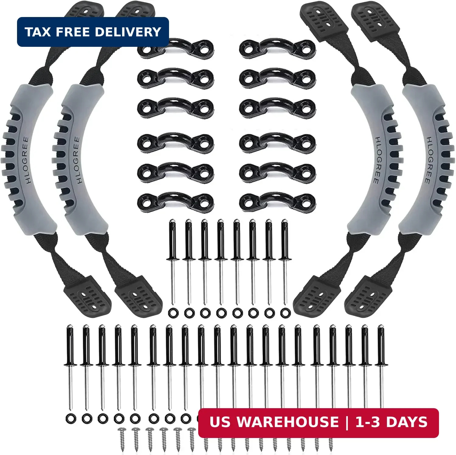 HLOGREE Kayak Handles 2/4 Pack,Kayak Carry Handle with Rivets,Kayak Replacement