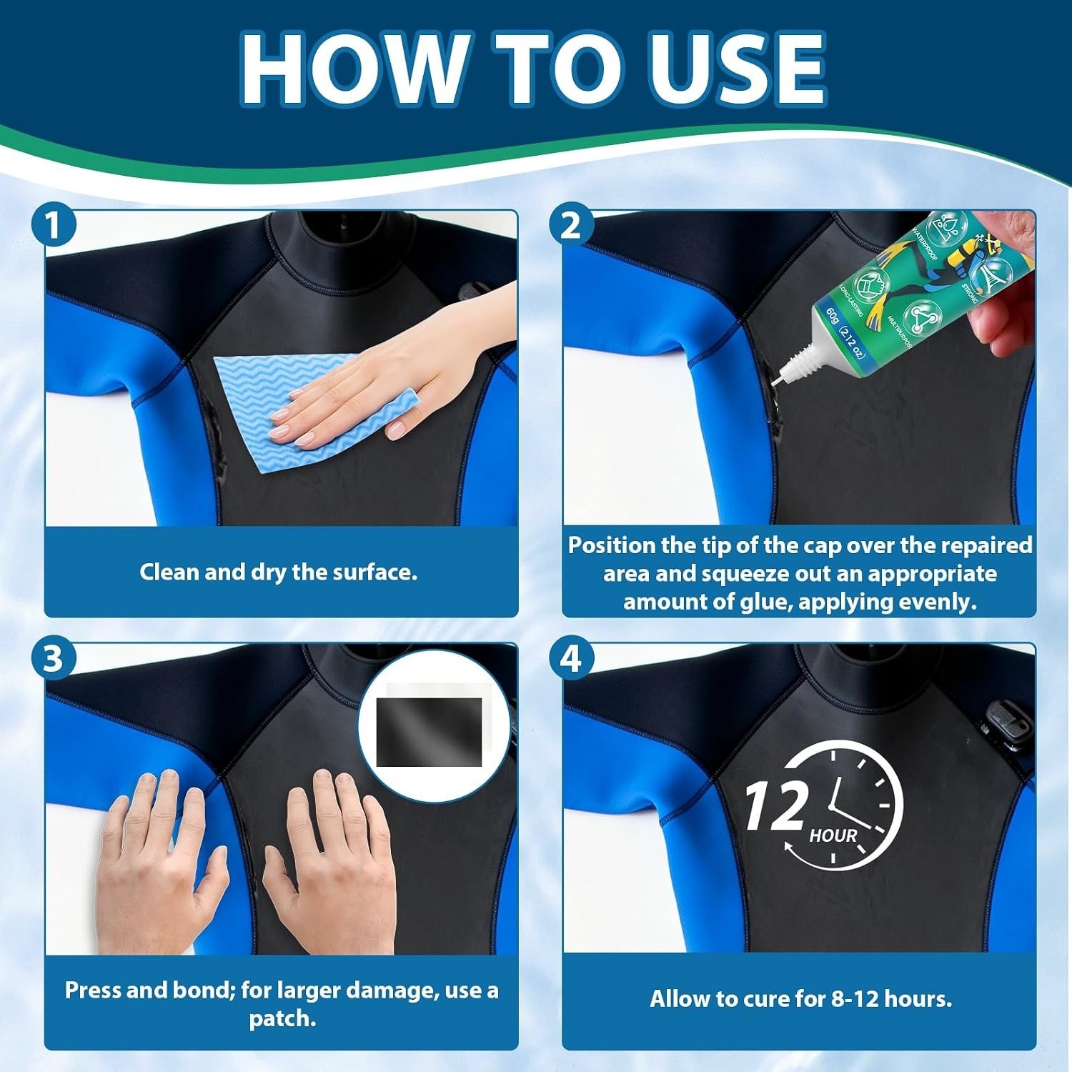 Wetsuit Repair Kit, Wader Patch Kit, Flexible Wader Repair Glue, Durable Wate…