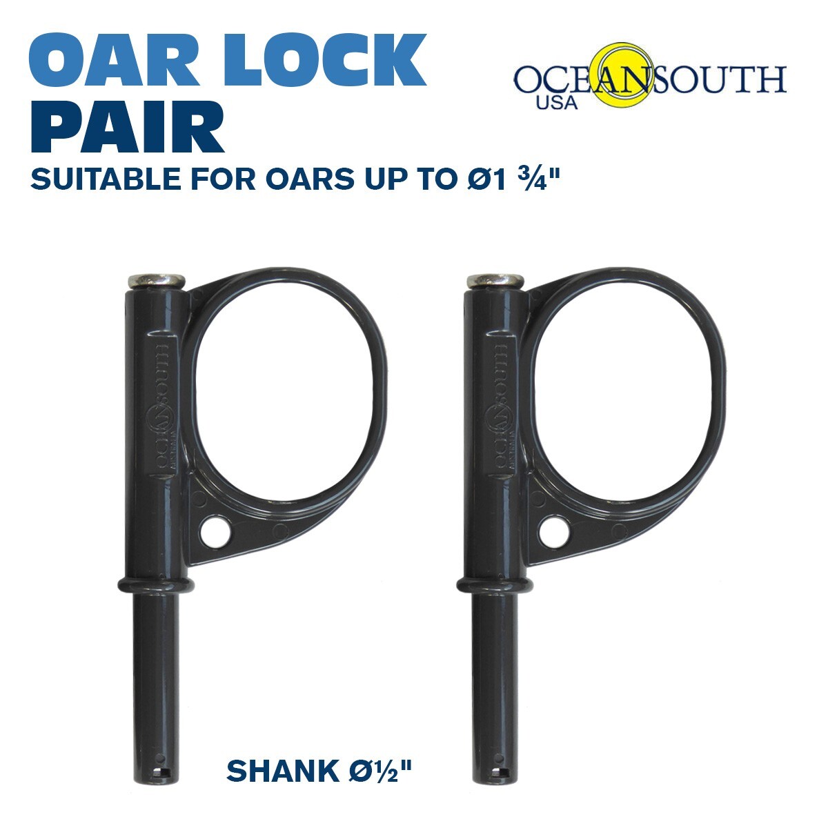 Oceansouth Pair Of Oar Locks, Clamp On, for Oars upto Ø1 ¾” | Shank Ø½”