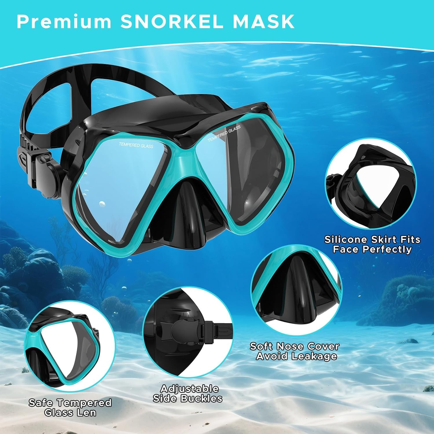 2 Pack Snorkeling Gear for Adults, Dry Snorkel, Mask Set Adult, Gray+Green