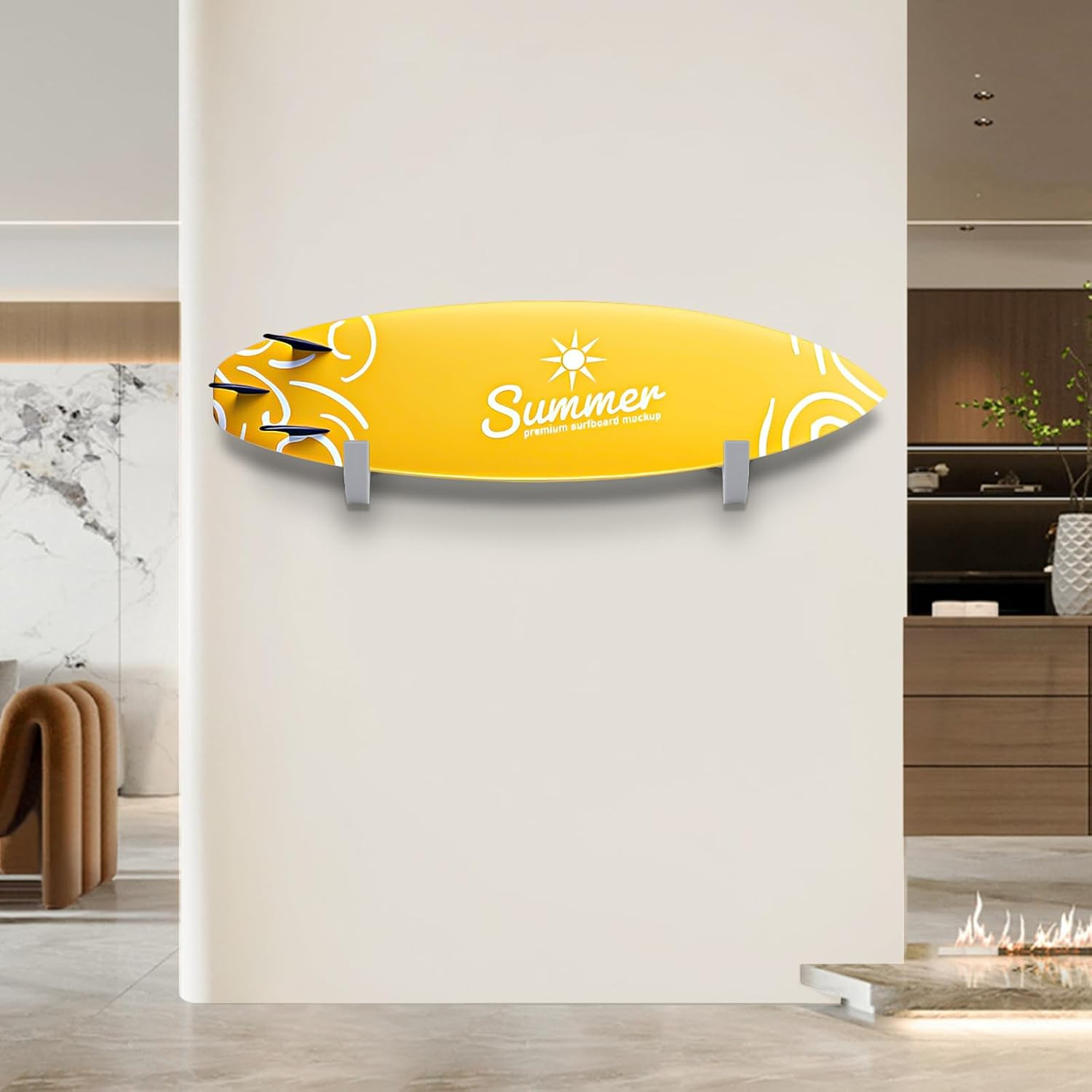 Surfboard Rack | Wall Mount for Surfboards & Paddle Boards (Grey)