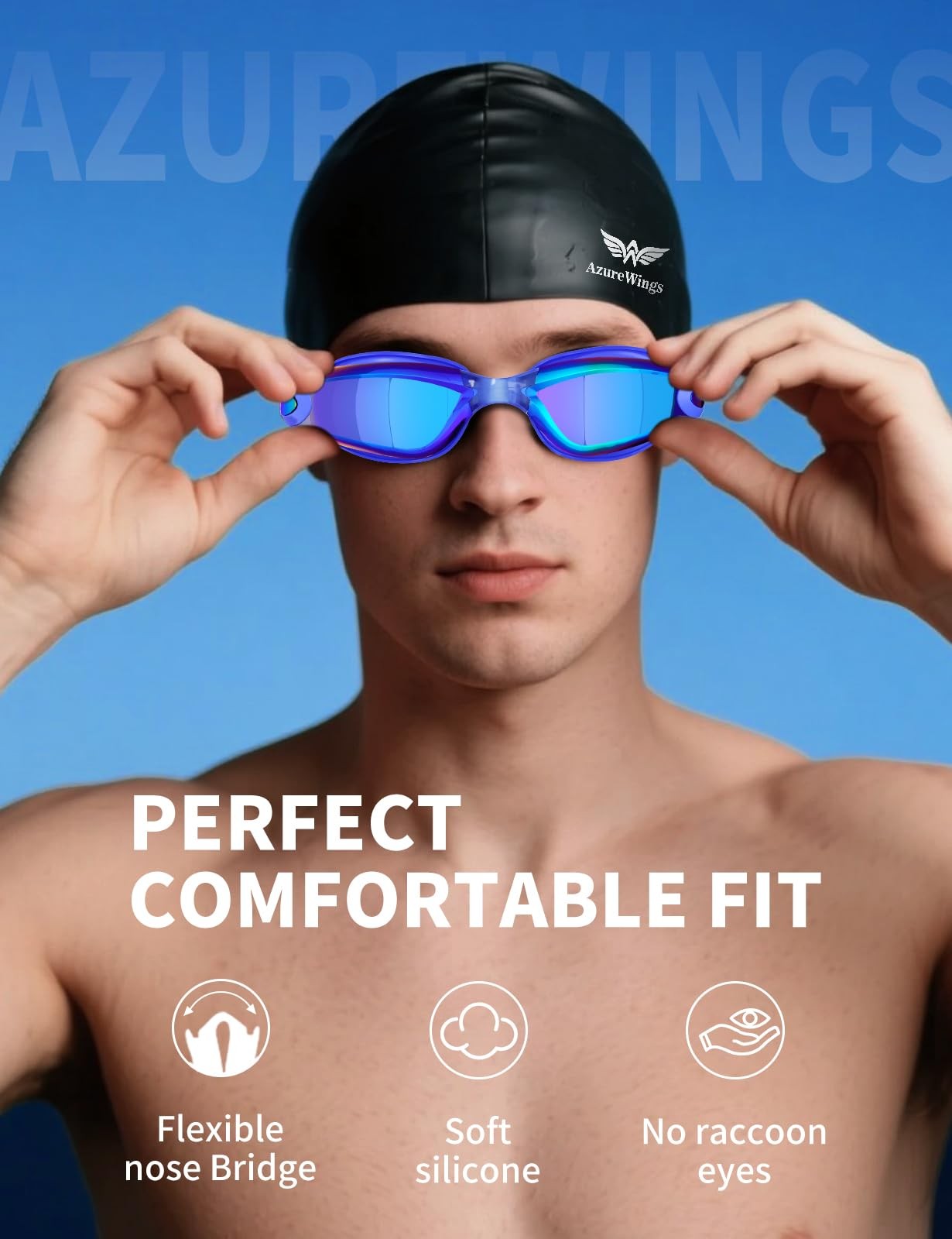 Swim Goggles and Cap Set for Men and Women, Anti-Fog, UV Protection, HD Lens