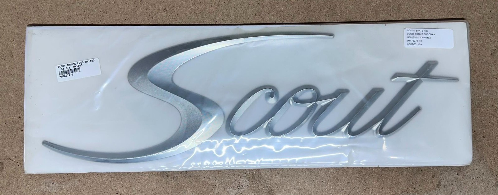 Scout HW1183 Boat Emblem LOGO SCOUT CHROME THERMOCAL, (MIA)