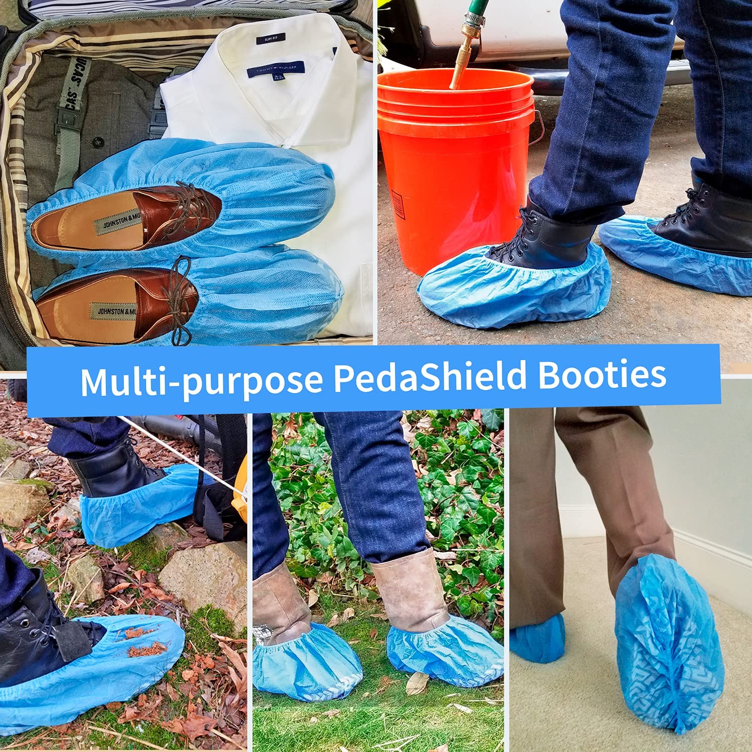 22 Premium XL Booties -Thick Extra Large Disposable Boot & Shoe 22, Blue