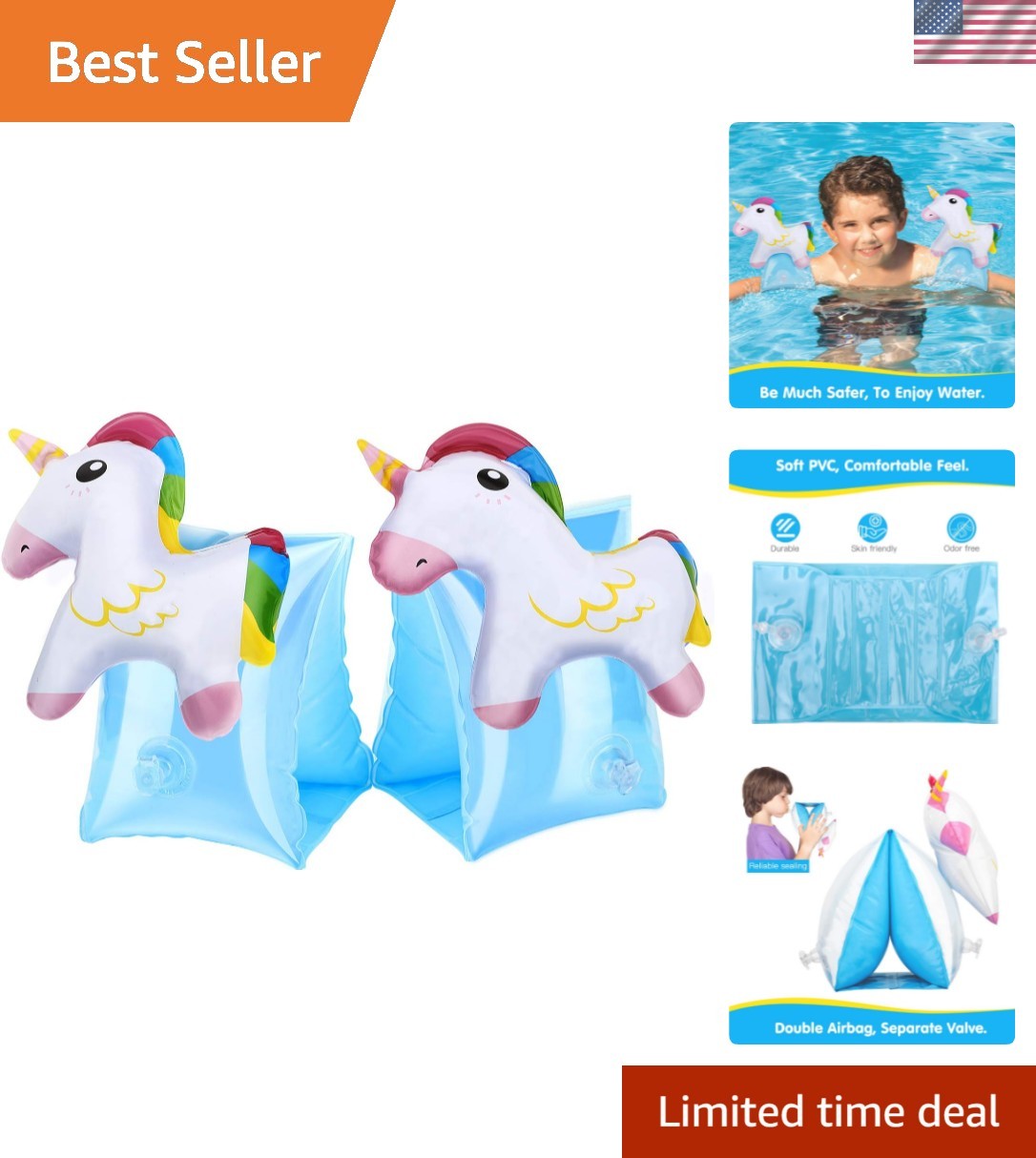 Inflatable Armbands for Kids Aged 3-6, Pool Arm Floatie Sleeves Floater Tube …