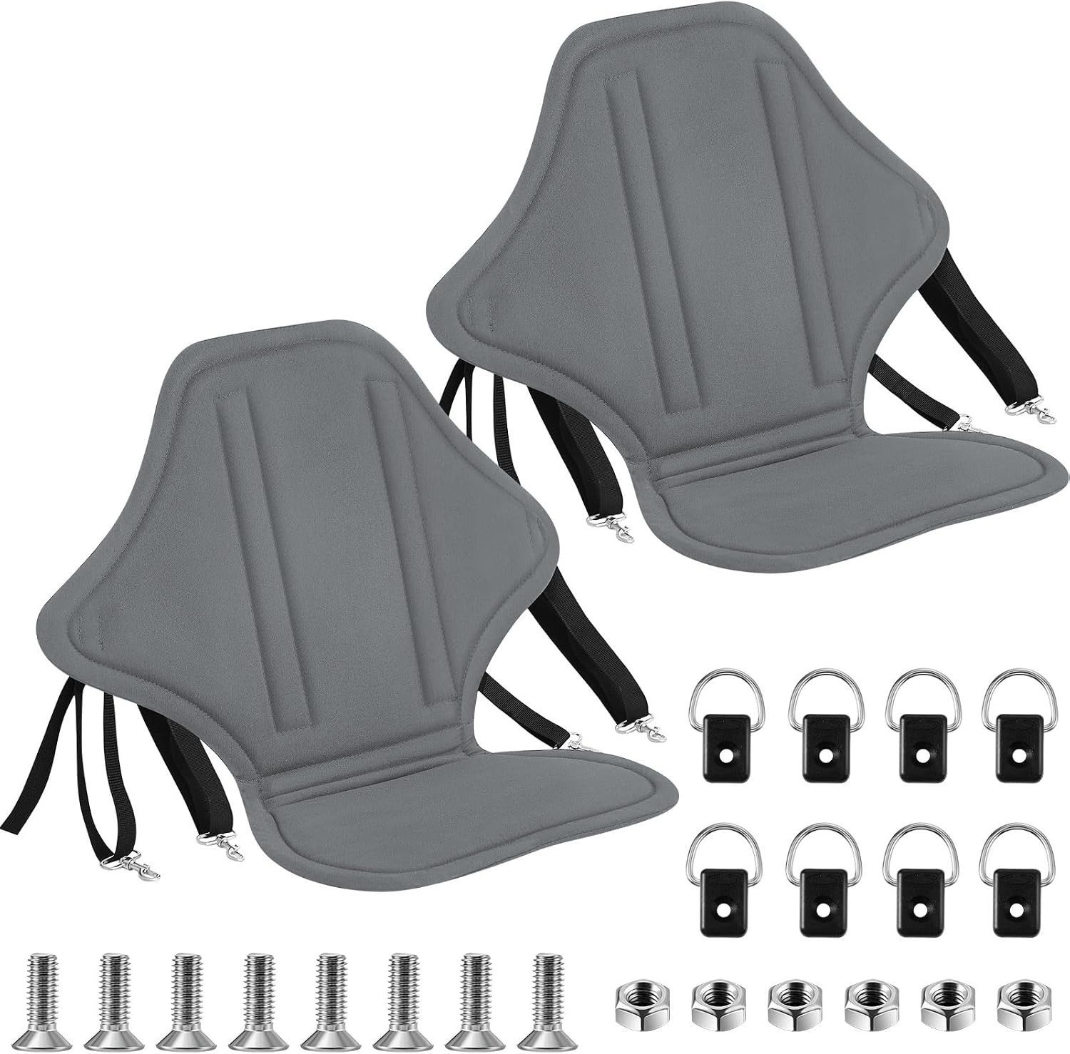 2/4 Pack Padded Kayak Seat Fishing Boat Seat with Storage Bag 8 Fixed D Rings…