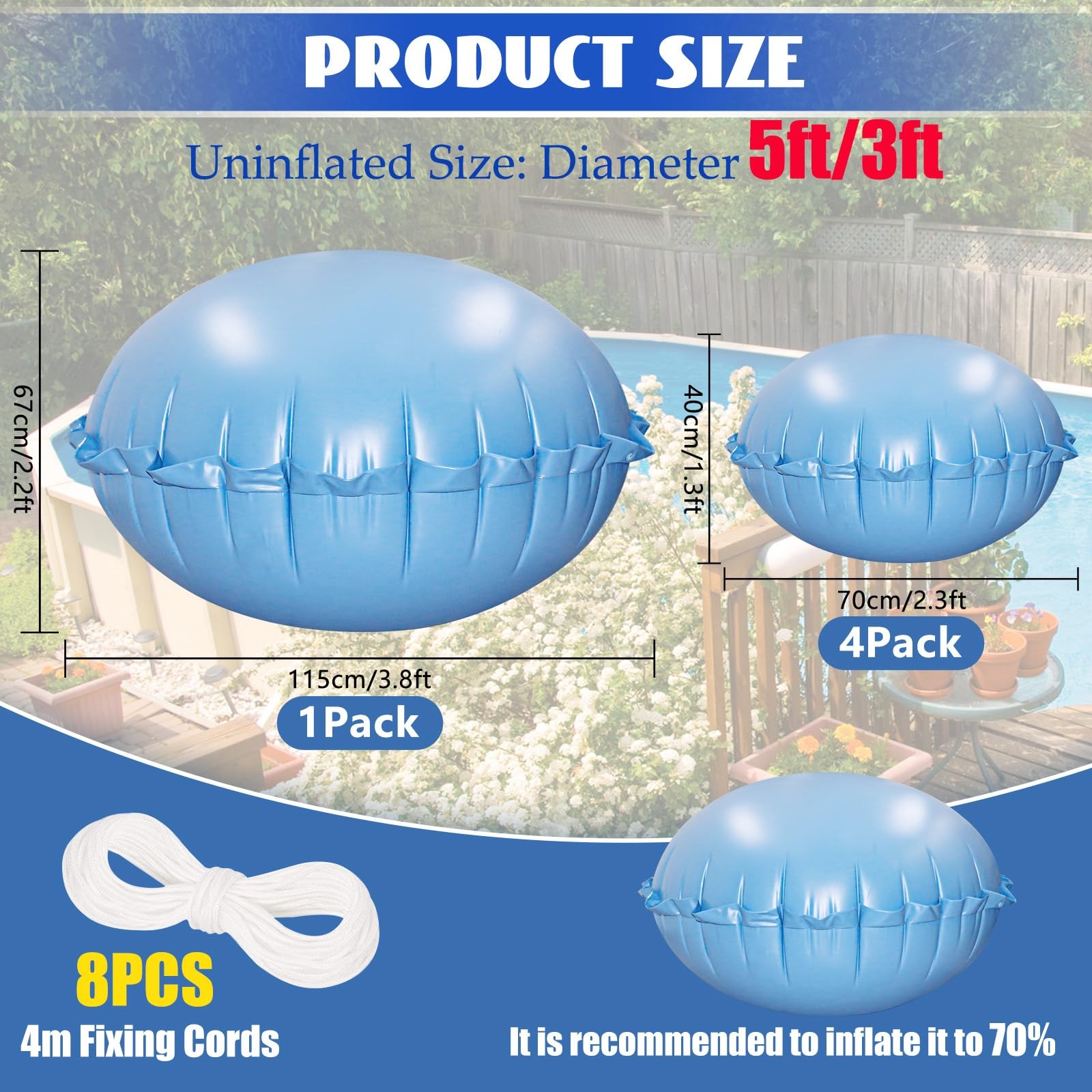 4+1 Combined Pool Pillows, Pool Air Pillow, Inflatable Pool Pillows for Above…